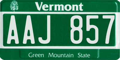 VT license plate AAJ857