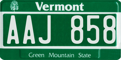 VT license plate AAJ858