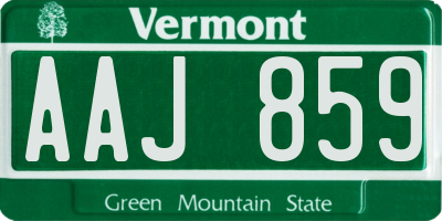 VT license plate AAJ859