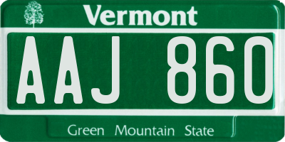 VT license plate AAJ860