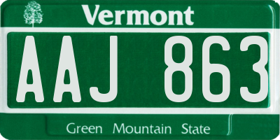 VT license plate AAJ863