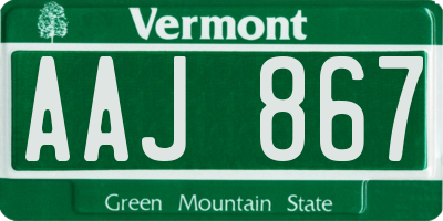 VT license plate AAJ867