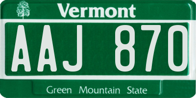 VT license plate AAJ870