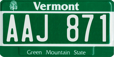 VT license plate AAJ871