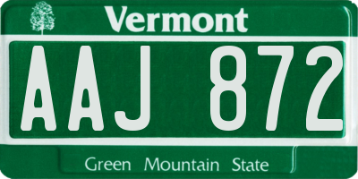 VT license plate AAJ872