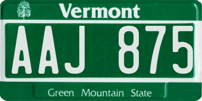 VT license plate AAJ875