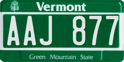 VT license plate AAJ877