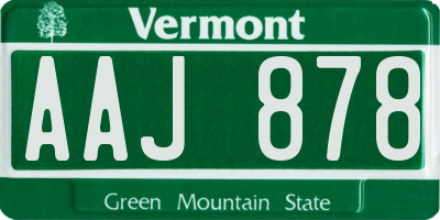 VT license plate AAJ878