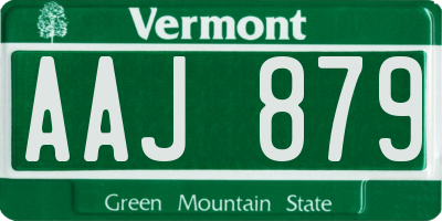 VT license plate AAJ879