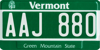 VT license plate AAJ880