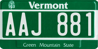 VT license plate AAJ881