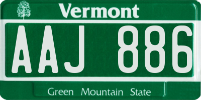 VT license plate AAJ886