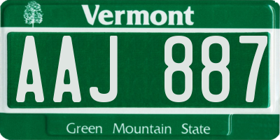 VT license plate AAJ887