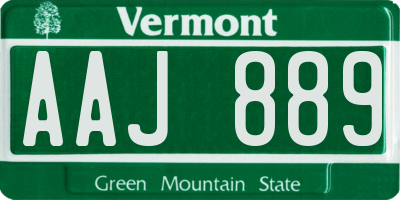 VT license plate AAJ889