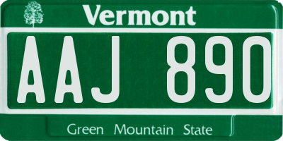 VT license plate AAJ890