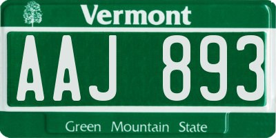 VT license plate AAJ893