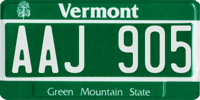 VT license plate AAJ905