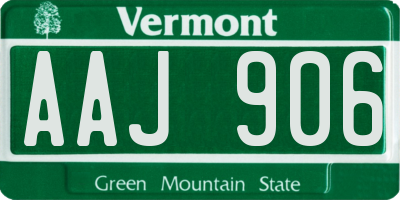 VT license plate AAJ906