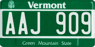 VT license plate AAJ909