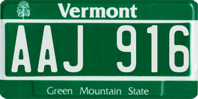 VT license plate AAJ916