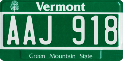 VT license plate AAJ918