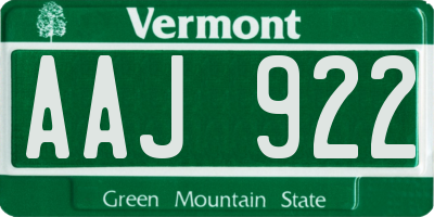 VT license plate AAJ922