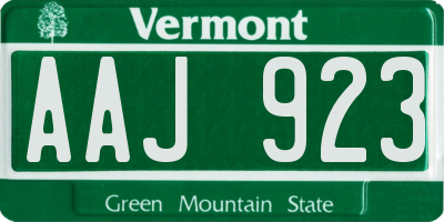 VT license plate AAJ923