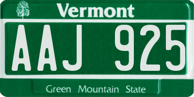 VT license plate AAJ925