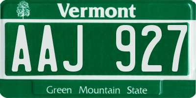 VT license plate AAJ927