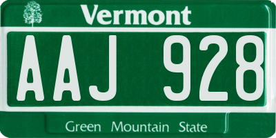 VT license plate AAJ928