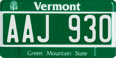 VT license plate AAJ930