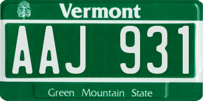 VT license plate AAJ931