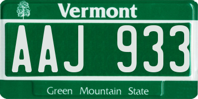 VT license plate AAJ933