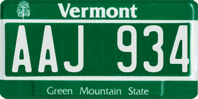 VT license plate AAJ934