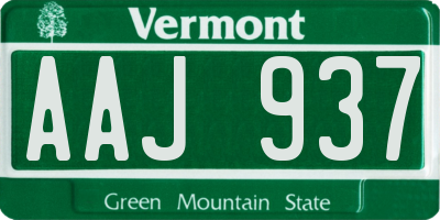 VT license plate AAJ937