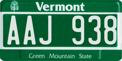 VT license plate AAJ938