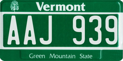 VT license plate AAJ939