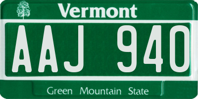 VT license plate AAJ940