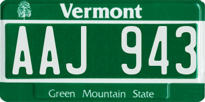 VT license plate AAJ943