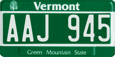 VT license plate AAJ945