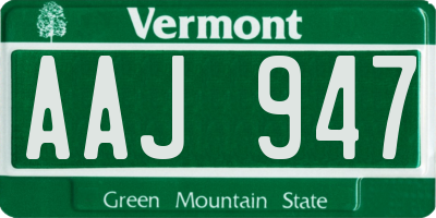 VT license plate AAJ947