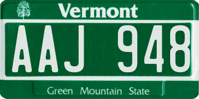 VT license plate AAJ948