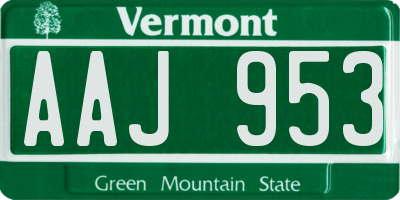 VT license plate AAJ953