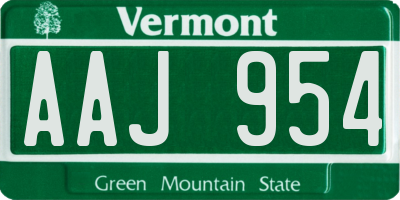 VT license plate AAJ954