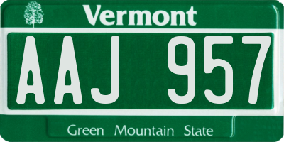 VT license plate AAJ957