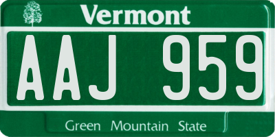 VT license plate AAJ959