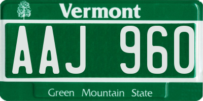 VT license plate AAJ960