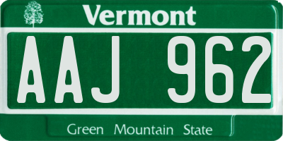 VT license plate AAJ962