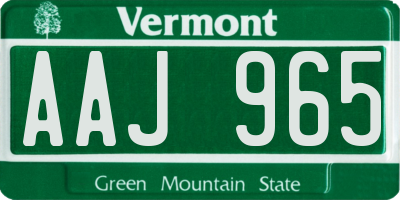 VT license plate AAJ965