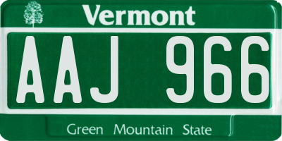 VT license plate AAJ966